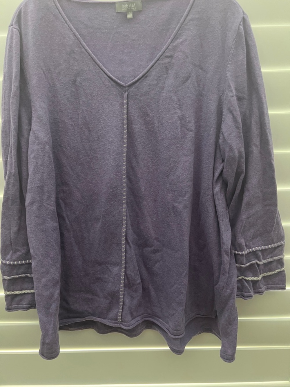 Habitat Lavender V-Neck Long Sleeve Tee with Center Seam